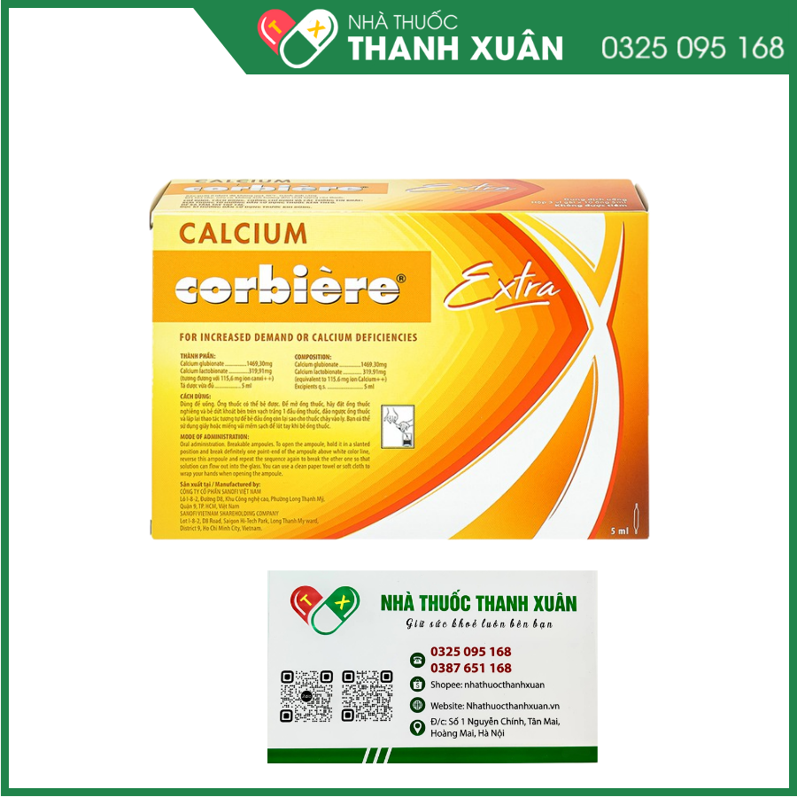 Calcium Corbière Extra Kid bổ sung calci, điều trị loãng xương, còi xương
